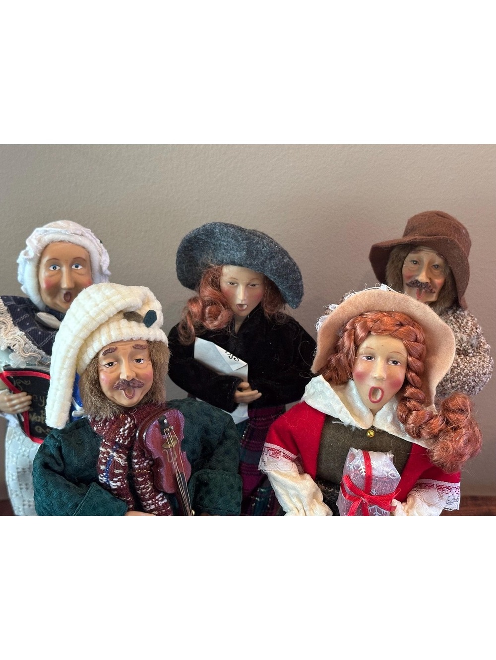 Vintage Tall Christmas Caroler Dolls - Set of 5
